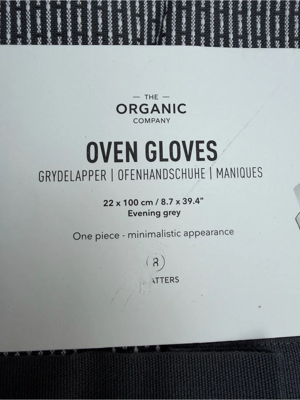 Organic Company Oven Gloves Set Gray Organic‎ Cotton Scandinavian NWT